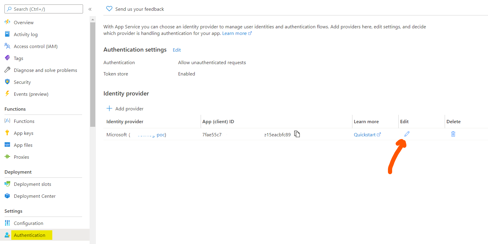 Azure Functions change provider