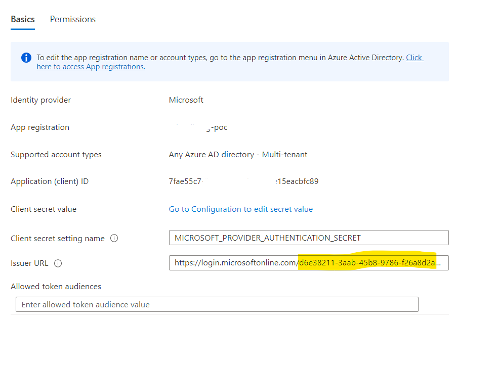 Azure Functions Issuer URL