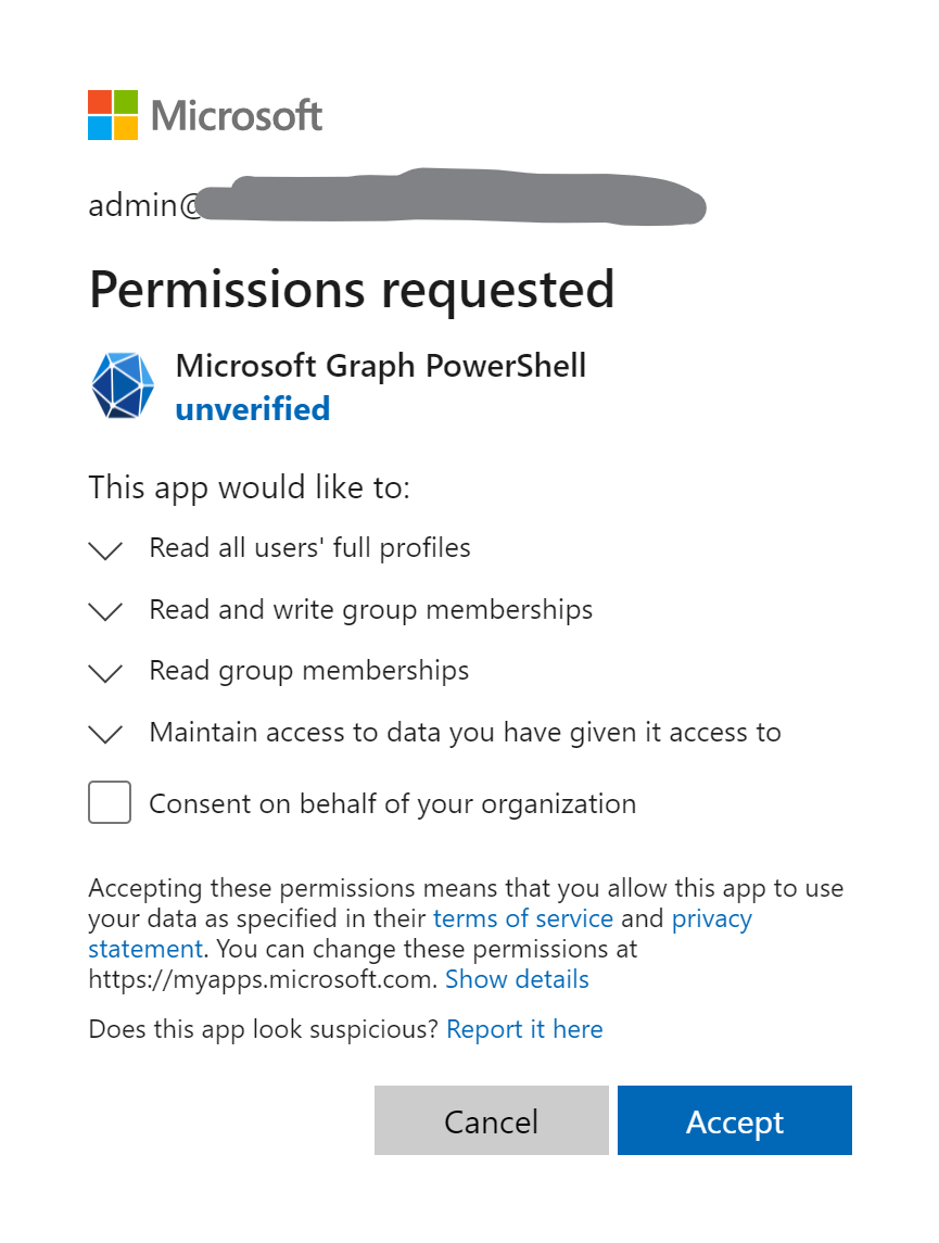 Microsoft Graph consent