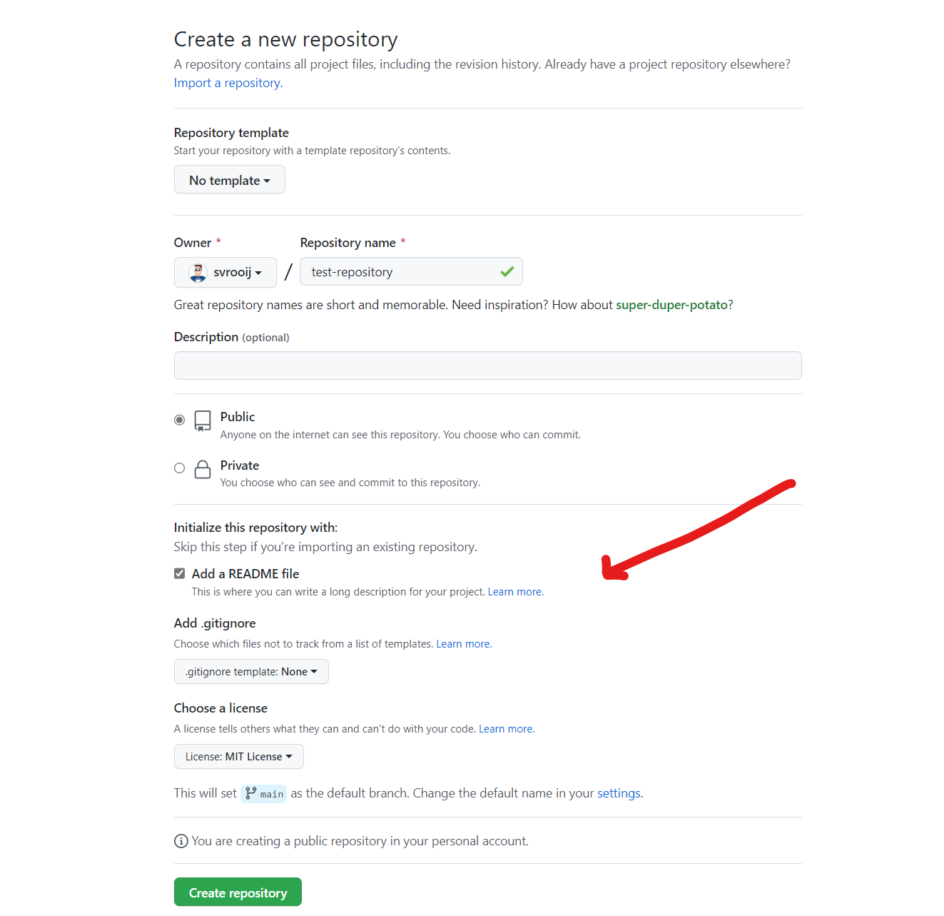 Create github repository